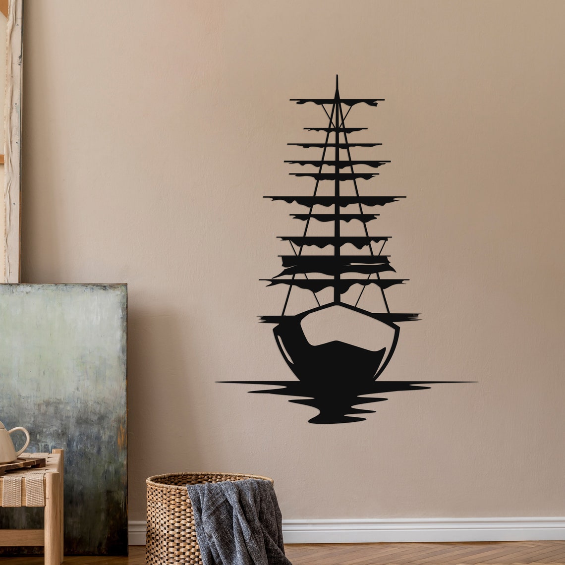 Ghost Sailboat Metal Wall Decor, Metal Pirate Ship Wall Decor, Gifts