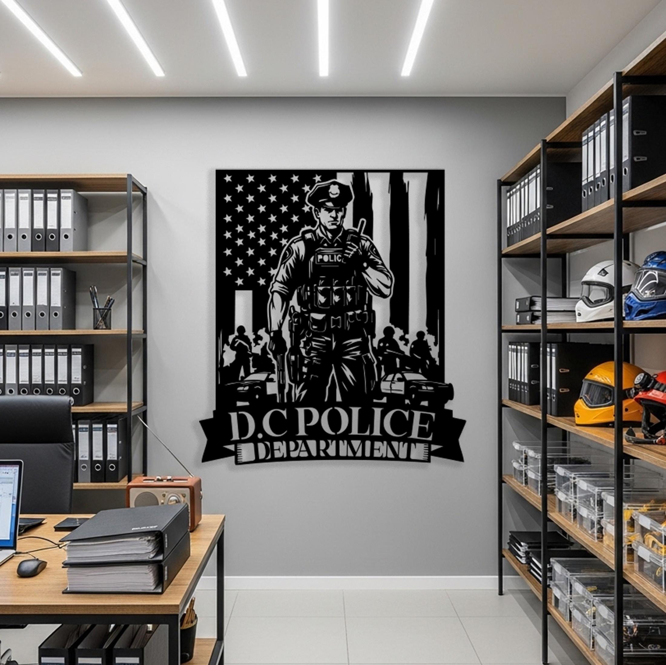 Police Officer Metal Wall Art, Law Enforcement Wall Decor, Patriotic ...
