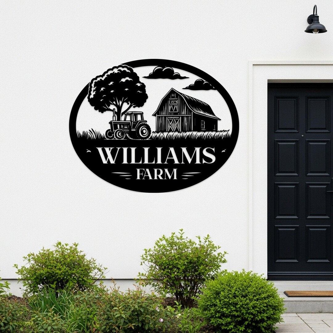 Custom Farmhouse Metal Sign, Metal Tractor Decor, Personalized Outdoor ...