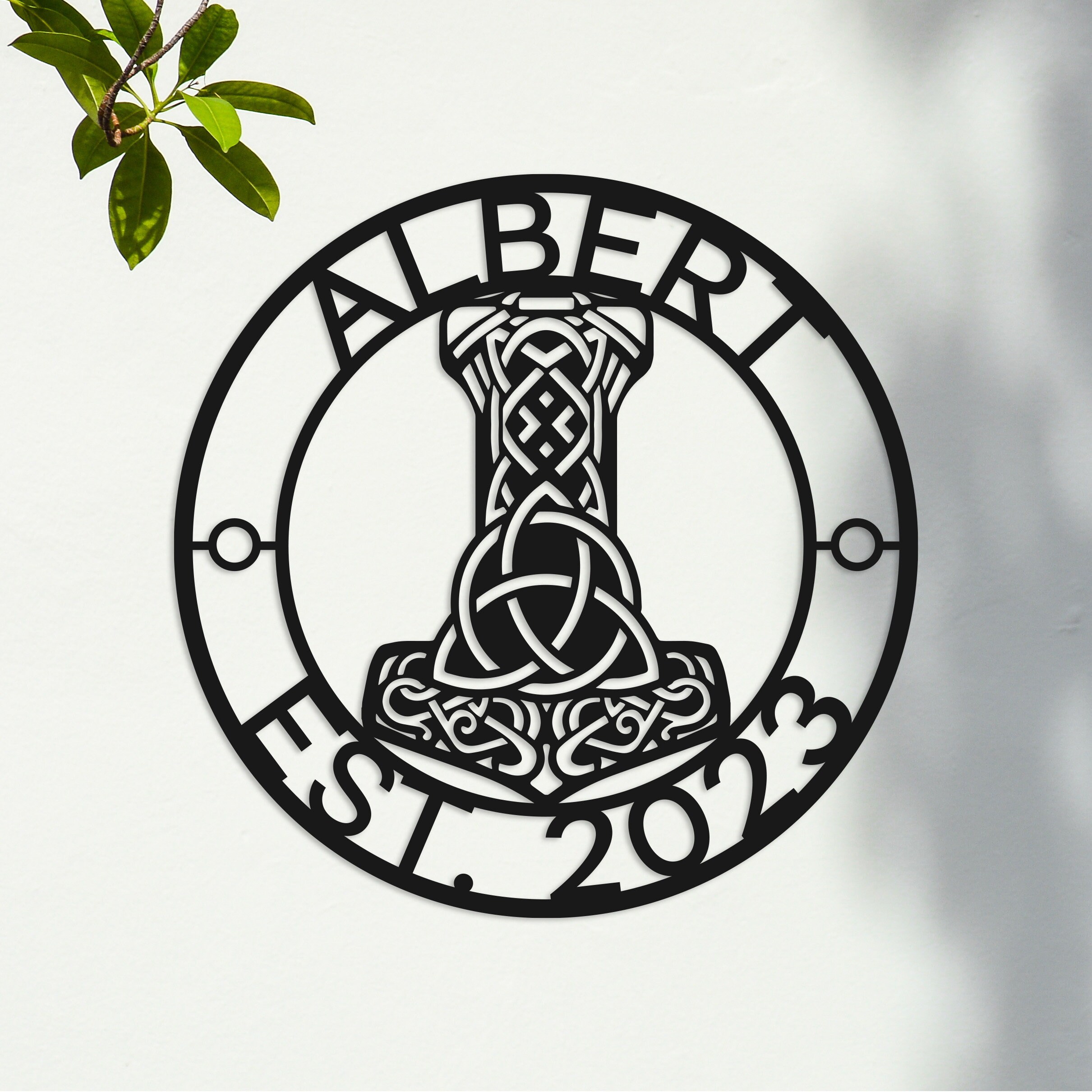 Custom Thor's Hammer Metal Wall Decor, Scandinavian Home Decor, Custom