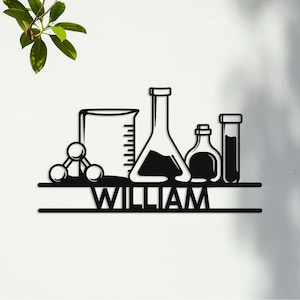 Cartello personalizzato da laboratorio, cartello in metallo personalizzato per chimici, decorazione da parete per laboratorio, regali scientifici, regalo per insegnanti di chimica