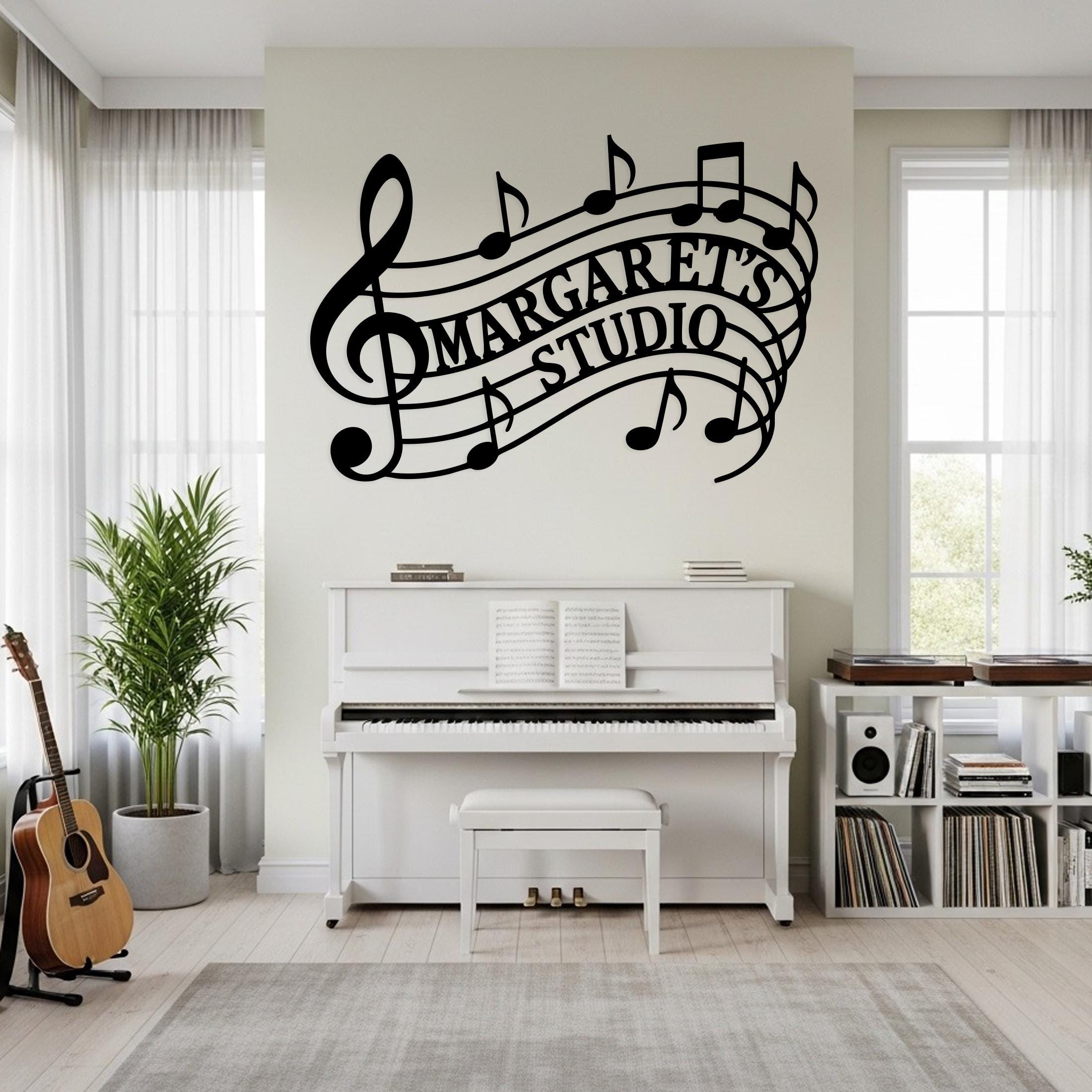 Custom Music Notes Metal Wall Art, Personalized Treble Clef Metal Decor ...