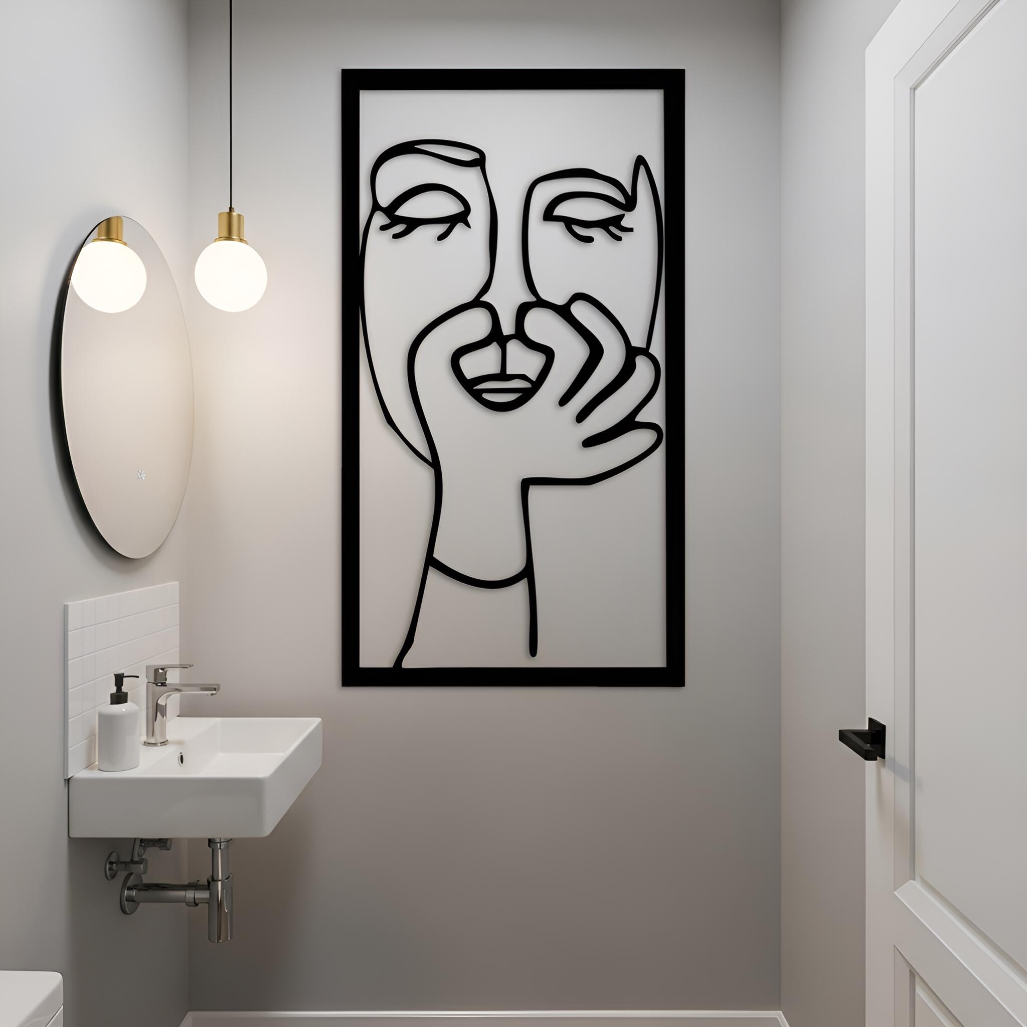 Enseigne Humoristique "cœur Brisé" Pour Salle De Bain - Déco Murale En Plastique Noir - Neuf Sous Emballage