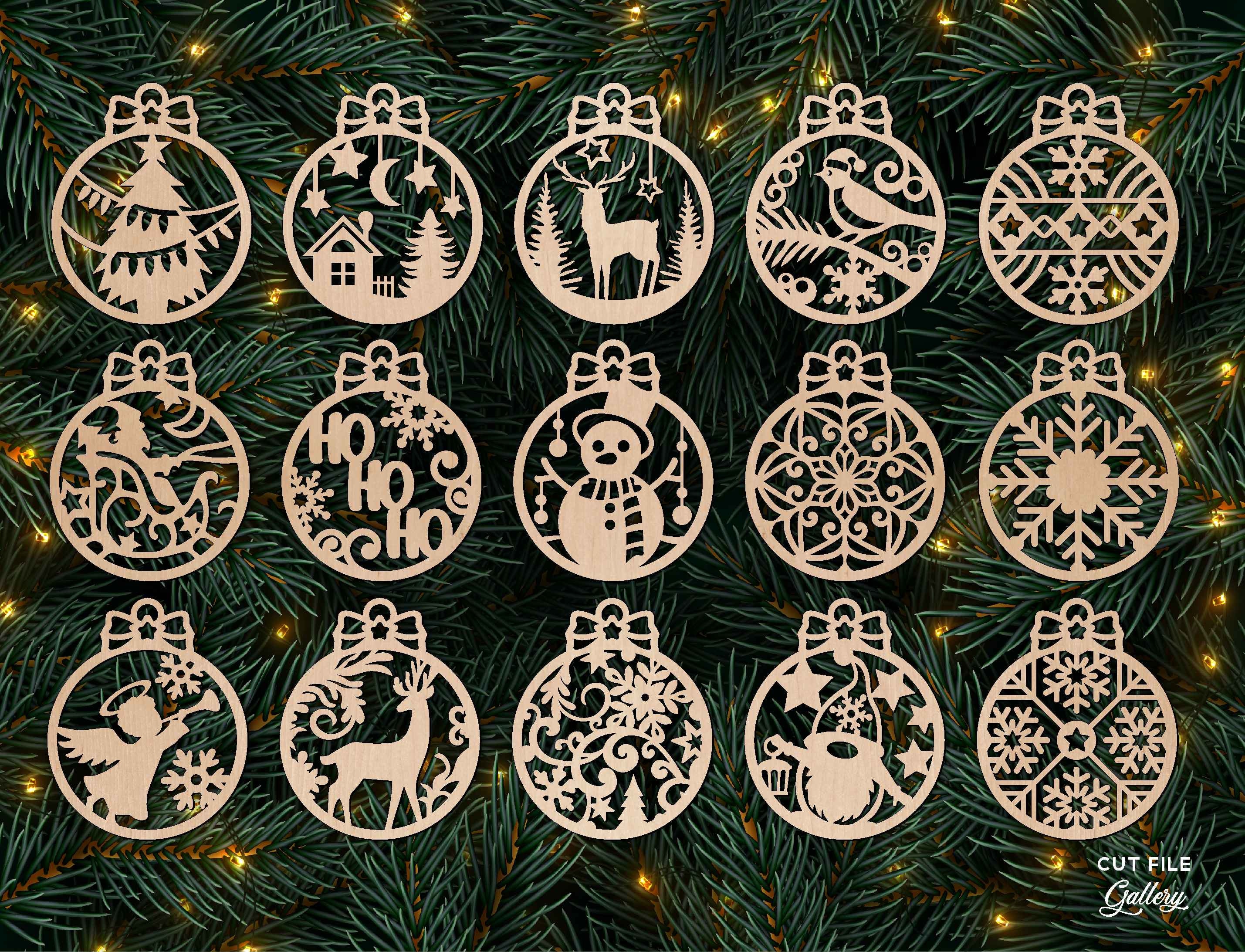 Christmas Ball Ornaments Svg Laser Cut File Christmas Etsy