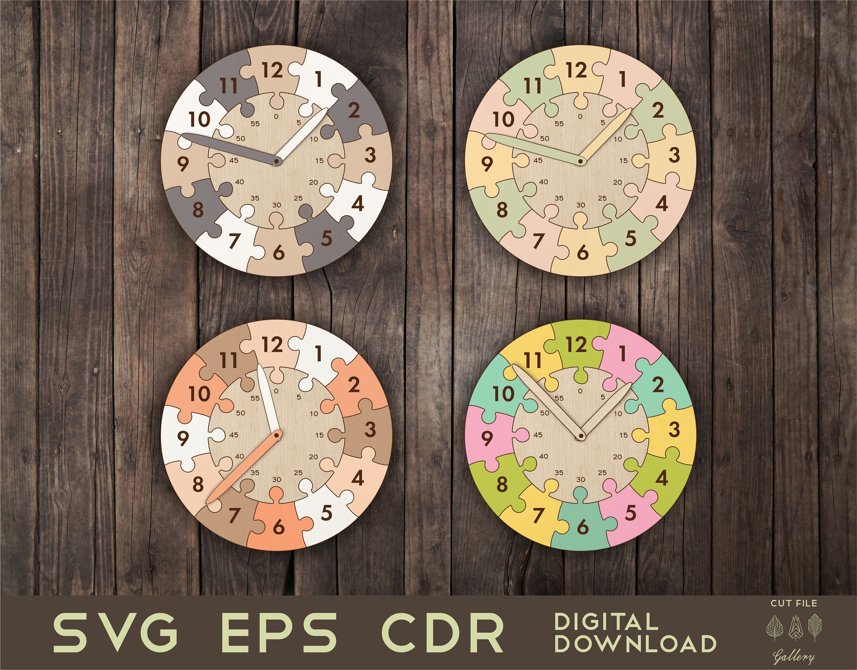 Learning clock file Montessori svg Clock puzzle svg | Etsy