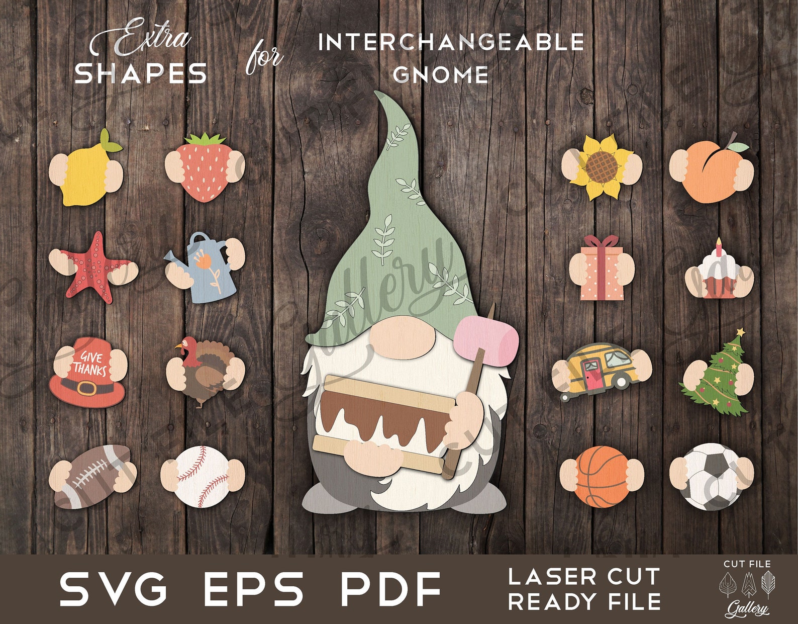 Extra shapes for Interchangeable Gnome Laser cut file Etsy