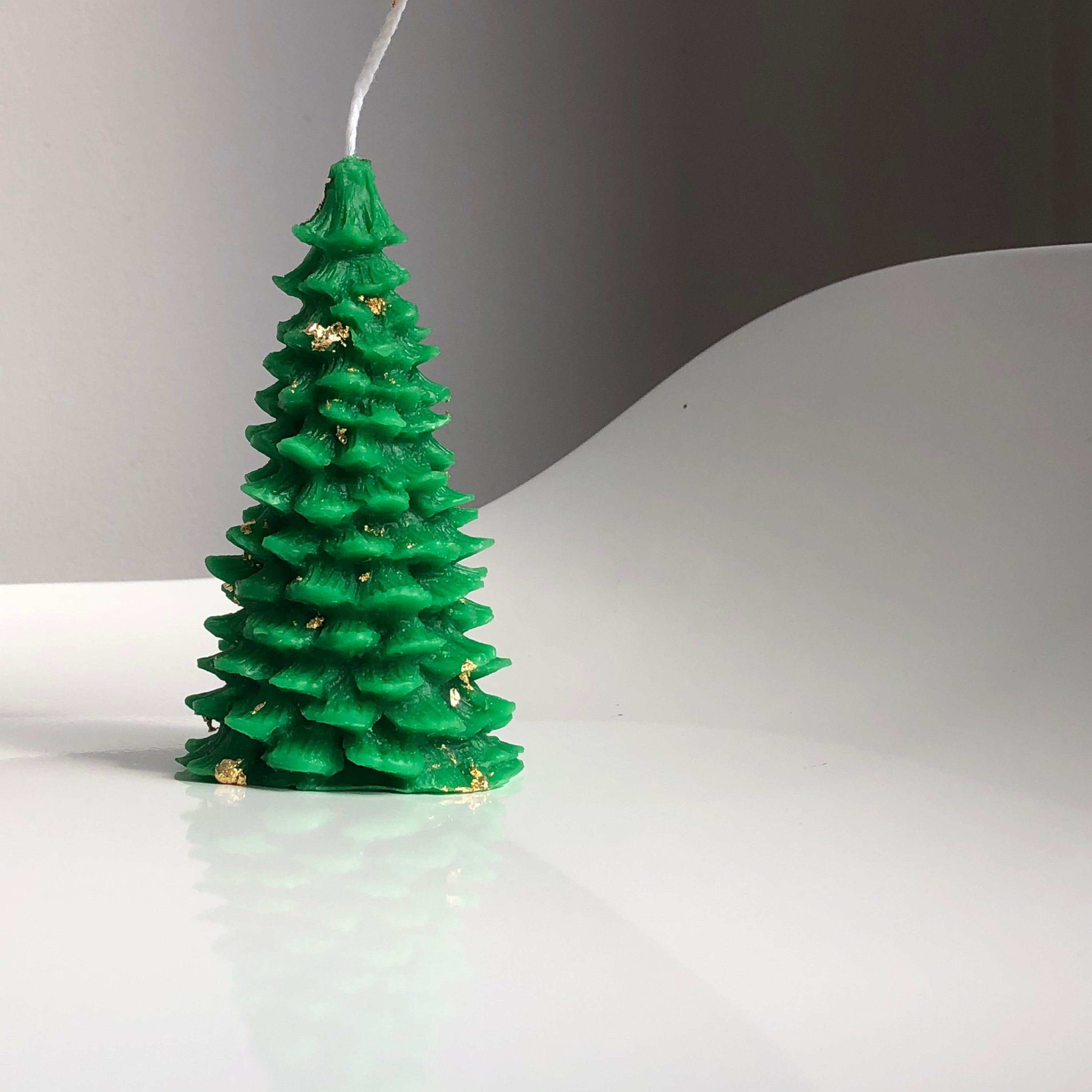 Christmas tree candle beeswax candles gold fleck detail Etsy