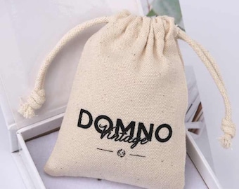 Personalised Custom 100% Cotton Drawstring Gift Bag Wedding Birthday Keepsake all Occasions add Name or Any Text of you choice