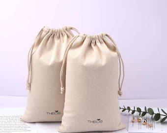 Personalised Custom 100% Cotton Drawstring Gift Bag Wedding Birthday Keepsake all Occasions add Name or Any Text of you choice