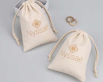 Personalised Custom 100% Cotton Drawstring Gift Bag Wedding Birthday Keepsake all Occasions add Name or Any Text of you choice
