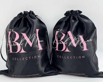 100pcs Satin Drawstring Bags Custom Dust Bags Jewelry Package Pouch Personalized Your Logo Printed Wholesale Product Package Gift Wrap