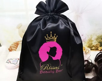 カスタムサテン巾着バッグロゴ カスタムサテンジュエリーポーチ サテンヘアバッグ ロゴ入りカスタム ヘア用シルクバッグ カスタムサテン巾着
