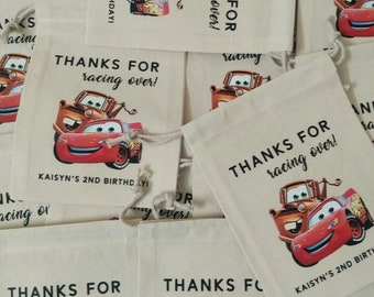 Race Car Birthday Bag - Kids Birthday Favors -Customized Goodie Bag -Custom Name -Childrens Name Bag -Kids Party Favor - Racing BY Birthday