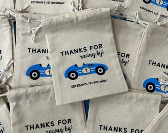 Race Car Birthday Bag - Kids Birthday Favors -Customized Goodie Bag -Custom Name -Childrens Name Bag -Kids Party Favor - Racing BY Birthday