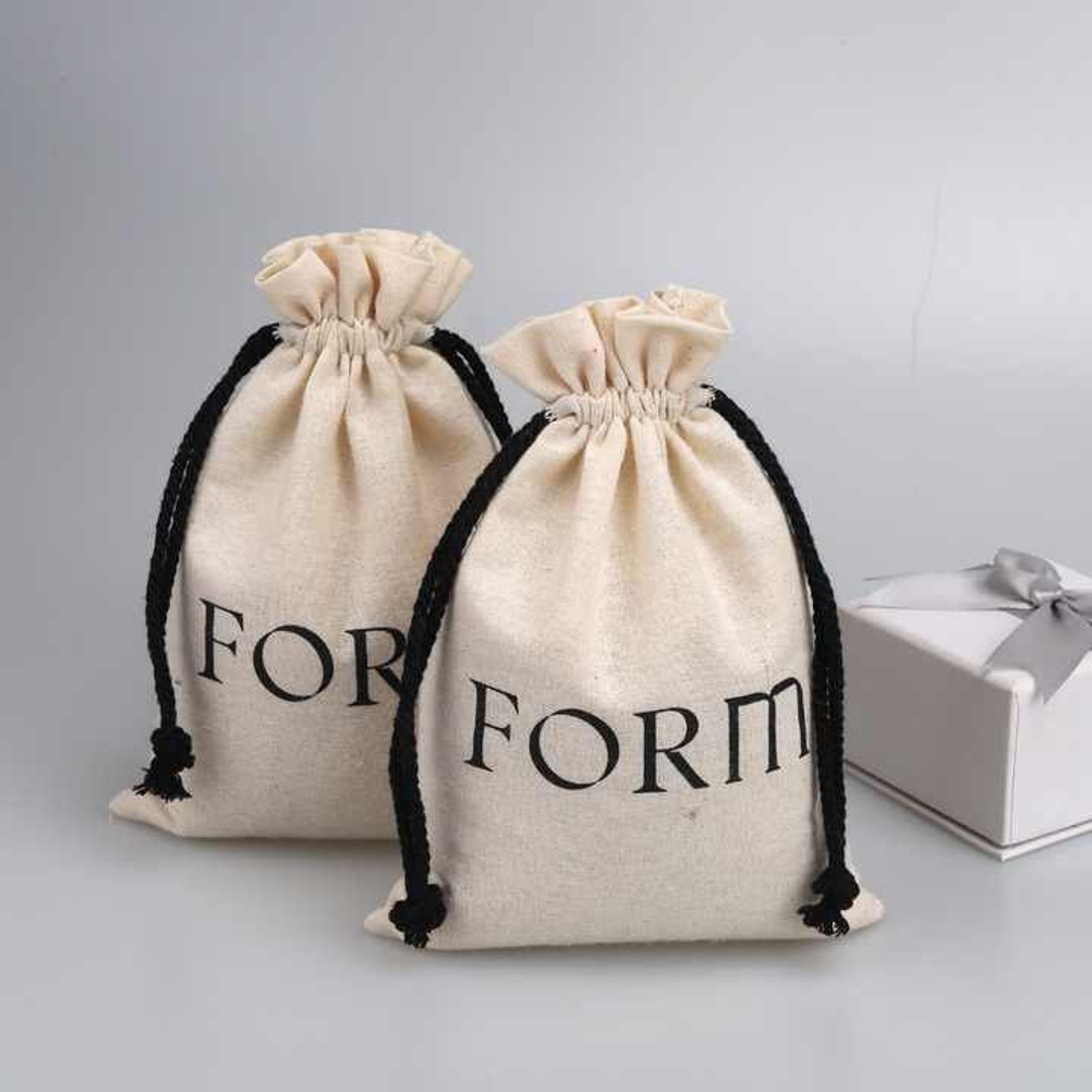 20/30/natural Organic Cotton Drawstring Bag With Grosgrain Satin Ribbon
