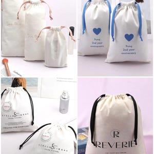Made in the USA 3x4 inch Natural Cotton Muslin Drawstring Bags image 10