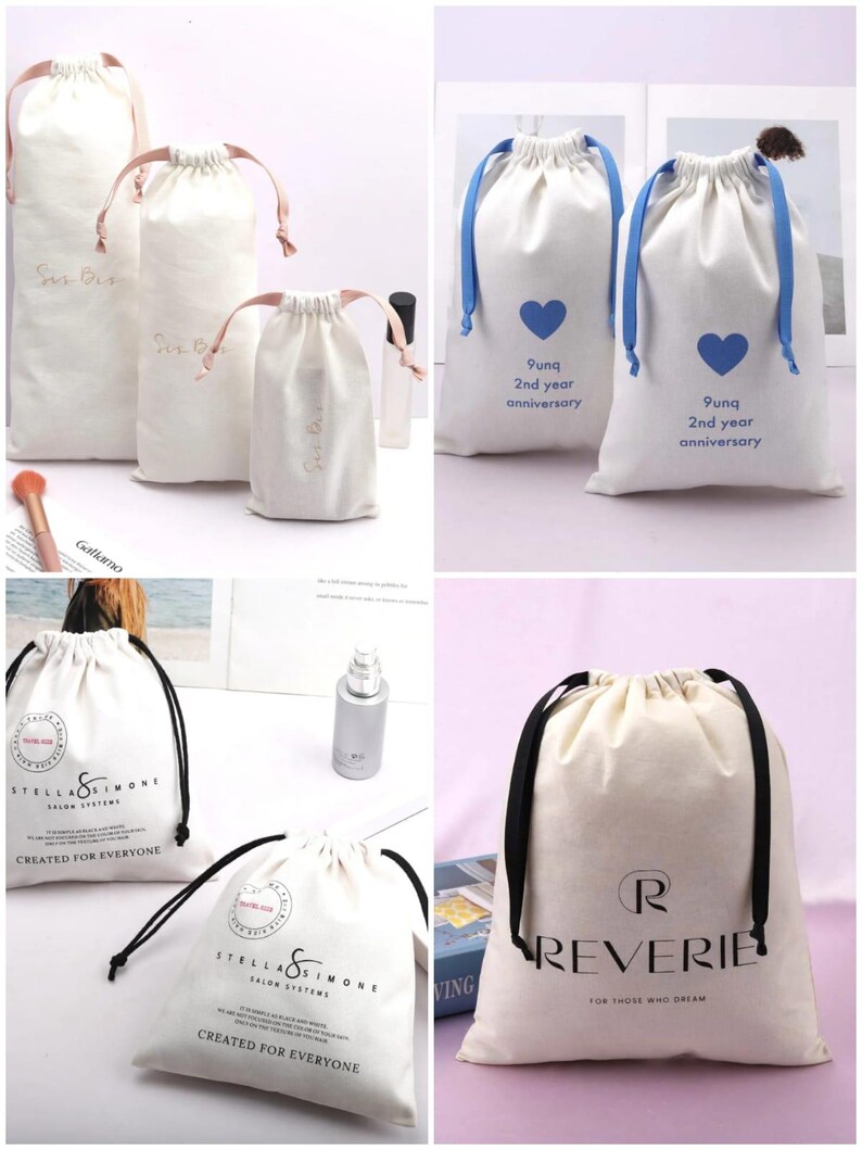 Made in the USA 3x4 inch Natural Cotton Muslin Drawstring Bags image 10