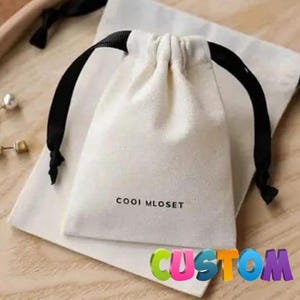 Sac à cordon en coton biologique naturel avec ruban de satin gros-grain,Sac en coton naturel,Sac d'emballage,Pochette à bijoux,Sacs personnalisés,Sac à poussière