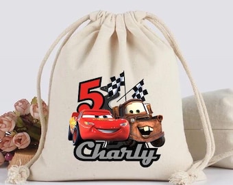 Set van 20,25,30 Route 66 disney automateriaal en bliksem feestbedankjes voor kinderen, mousseline tassen - goodie bags, bedankt, jongens verjaard