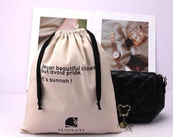 Personalised Custom 100% Cotton Drawstring Gift Bag Wedding Birthday Keepsake all Occasions add Name or Any Text of you choice