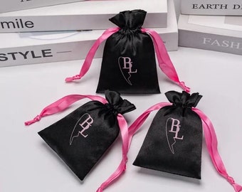 10,20,50,100 sets of Black Satin Bags,white satin bag,Jewelry Bag Bulk,Custom logo bag,Muslin bag ,Cotton drawstring bag,dust bag bulk