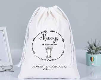 Zestaw 10 torebek na upominki na wieczór panieński Always be Prepared I Gret Nothing, Hangover Kit, Welcome Bag, Bridal Shower Favor Bags, Hen Party