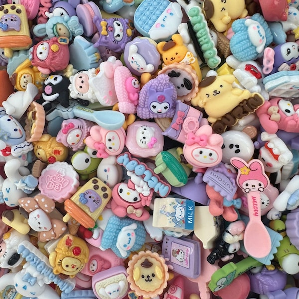 5-100pcs Sanrio mixed  decoden/cabochons/DIY CHARMS kawaii, fake food , hello kitty, my melody flat back resin