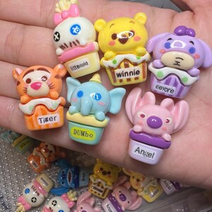 ディズニーポップコーンミックス/DIY用カボション | くまのプーさん、ミッキーマウス、ドナルドダック、マリー、トイストーリーデコード、DIYチャーム、かわいい食べ物チャーム