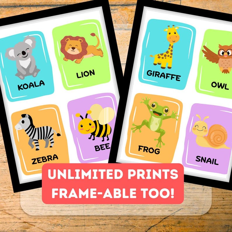Kids Colorful Animal Cards - Classroom Printable - Memory Matching Game ...