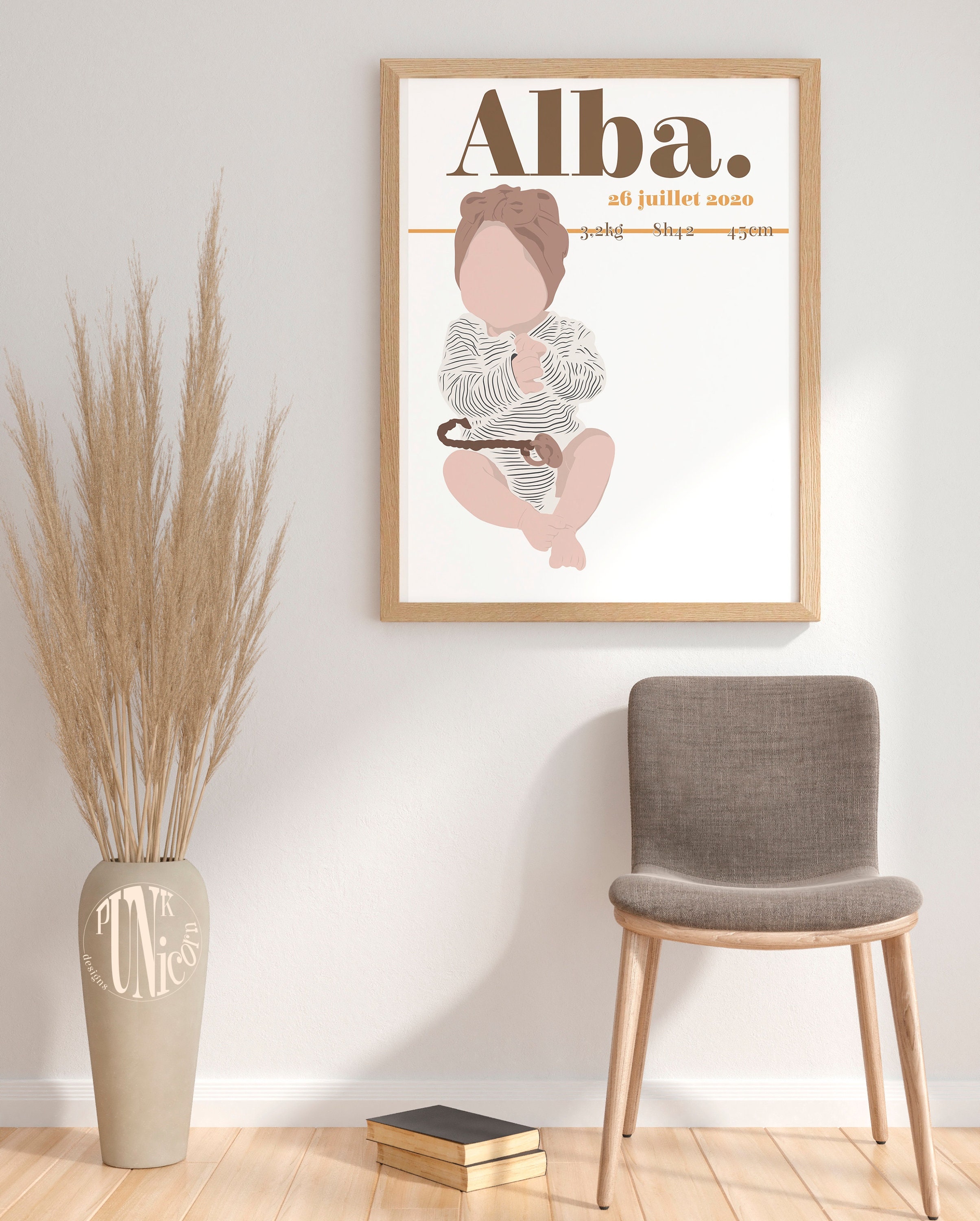 Affiche Naissance Personnalisée Minimaliste avec Prénom