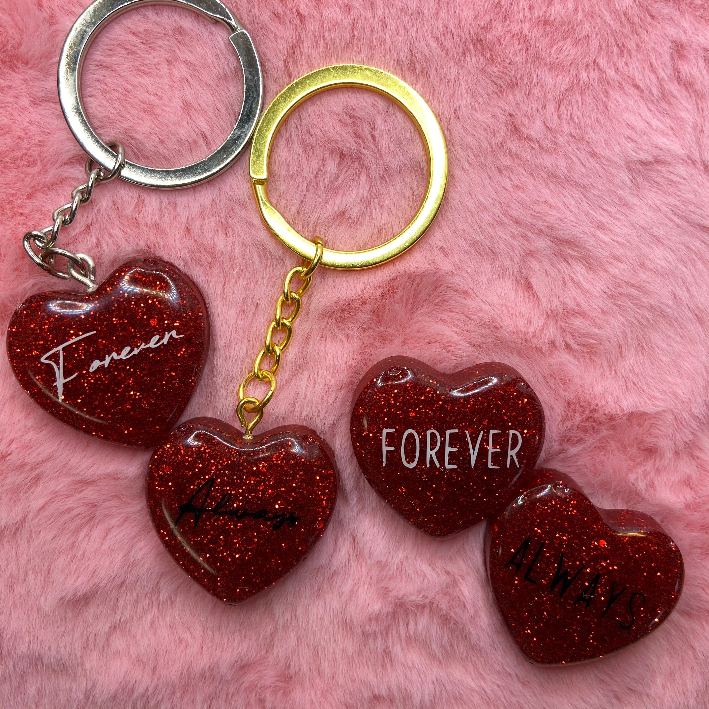Valentines Day Resin Heart Keychain Etsy