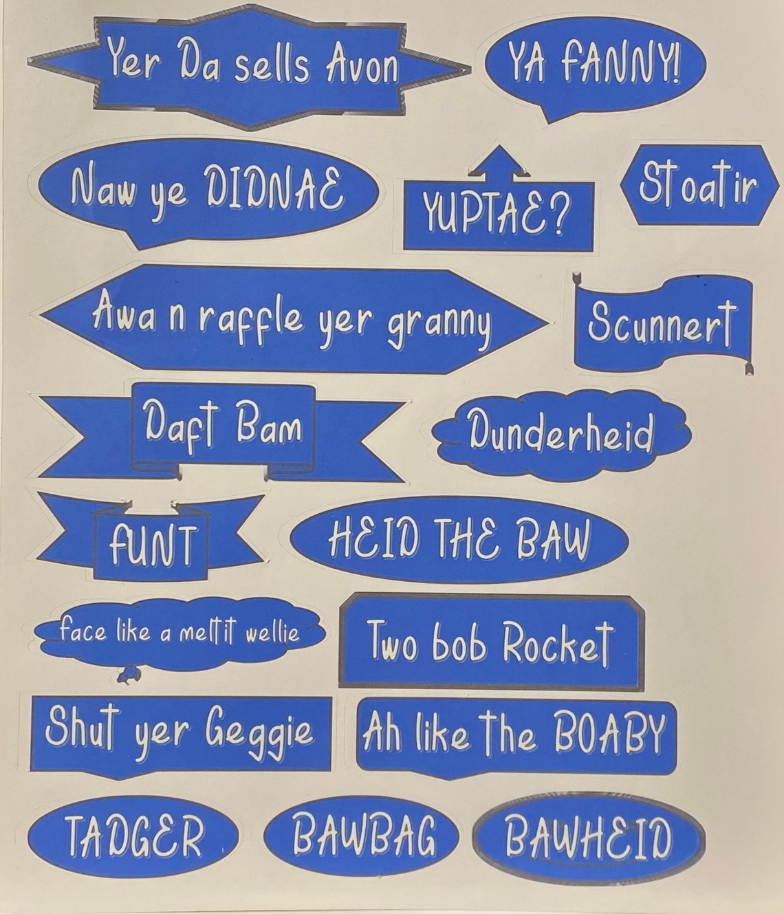 Scotland/Scottish Slang Sticker Sheet Scottish Stickers Etsy