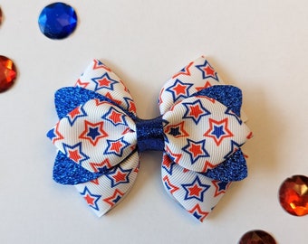 Red, White & Blue Star Hair Accessory, Patriotic Hair Bow, Summer Hair Bow