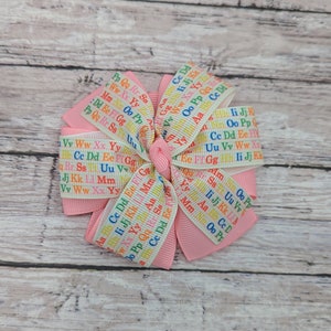 Alphabet Bow, Back to School Hair Bow, School Hair Bow, School Girl Hair Bow, School bow for girls, Kindergarten Bow, ABC Bow
