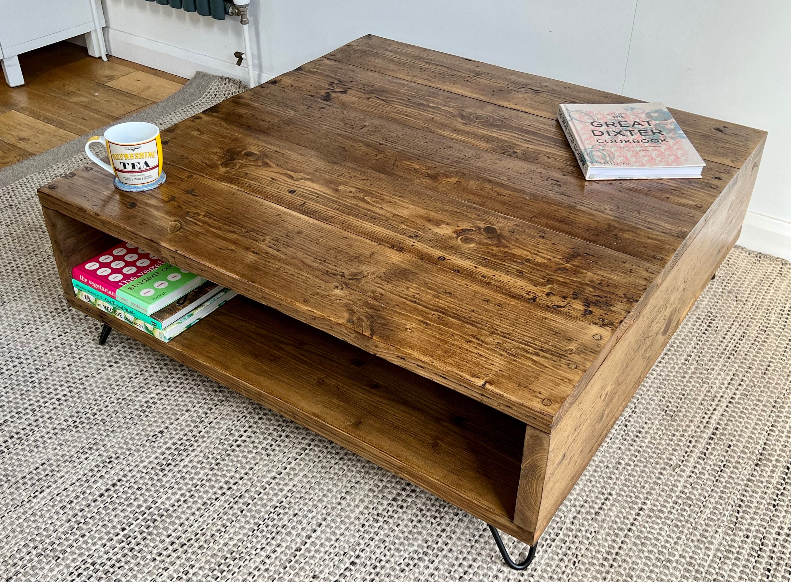 Handmade Industrial Rustic Reclaimed Wood Square Scaffold Board