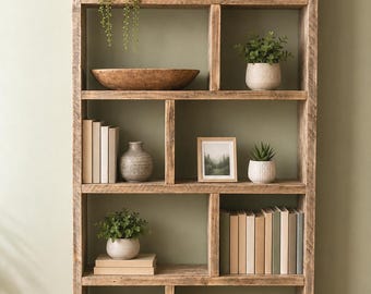 Reclaimed Scaffold Board Bookcase | Rustic Wooden Shelving Unit | Industrial Display Shelf | Handmade Rustic Bookshelf | Living Room Storage