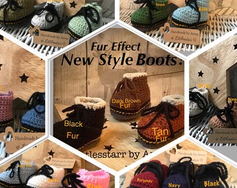 Crochet Baby Doc Martins 4 sizes from small baby- 6-9m 37 colours New Colours added
