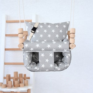 Baby Swing, Fast Shipping, Handmade Swing, İndoor and Outdoor Swing, Wooden Swing, Fabric, Toddler Swing, Highchair Swing, Pillows, Organic image 1