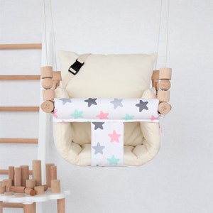 Baby Swing, Fast Shipping, Handmade Swing, İndoor Swing, Wooden Swing, Fabric, Toddler swing, Highchair Swing