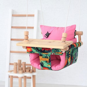 Baby Swing,Best Gift For Kids, Fast Shipping, Handmade Swing, Hammock, İndoor Swing, Wooden Swing, Fabric, Toddler Swing, Highchair Swing