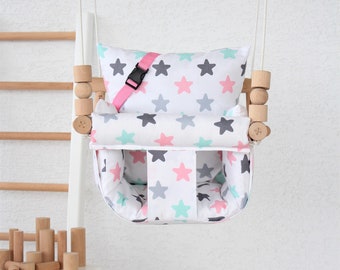 Baby Swing, Fast Shipping, Handmade Swing, İndoor Swing, Wooden Swing, Fabric, Toddler swing, Highchair Swing