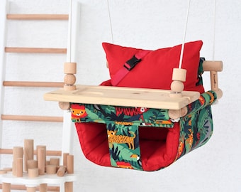 Baby Swing, Fast Shipping, Handmade Swing, İndoor Swing, Wooden Swing, Fabric, Toddler swing, Highchair Swing, Hammock, For Kids, Colorful