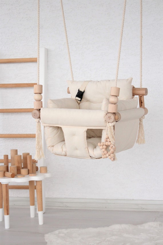 Handmade Swing Swing Gift For Baby Cotton Canvas Swing Swing with pillow Quilted Indoor Swing Garden Swing Baby Swing