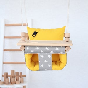 Handmade Organic Cotton Baby Swing: Boho Nursery Decor, Highchair Option