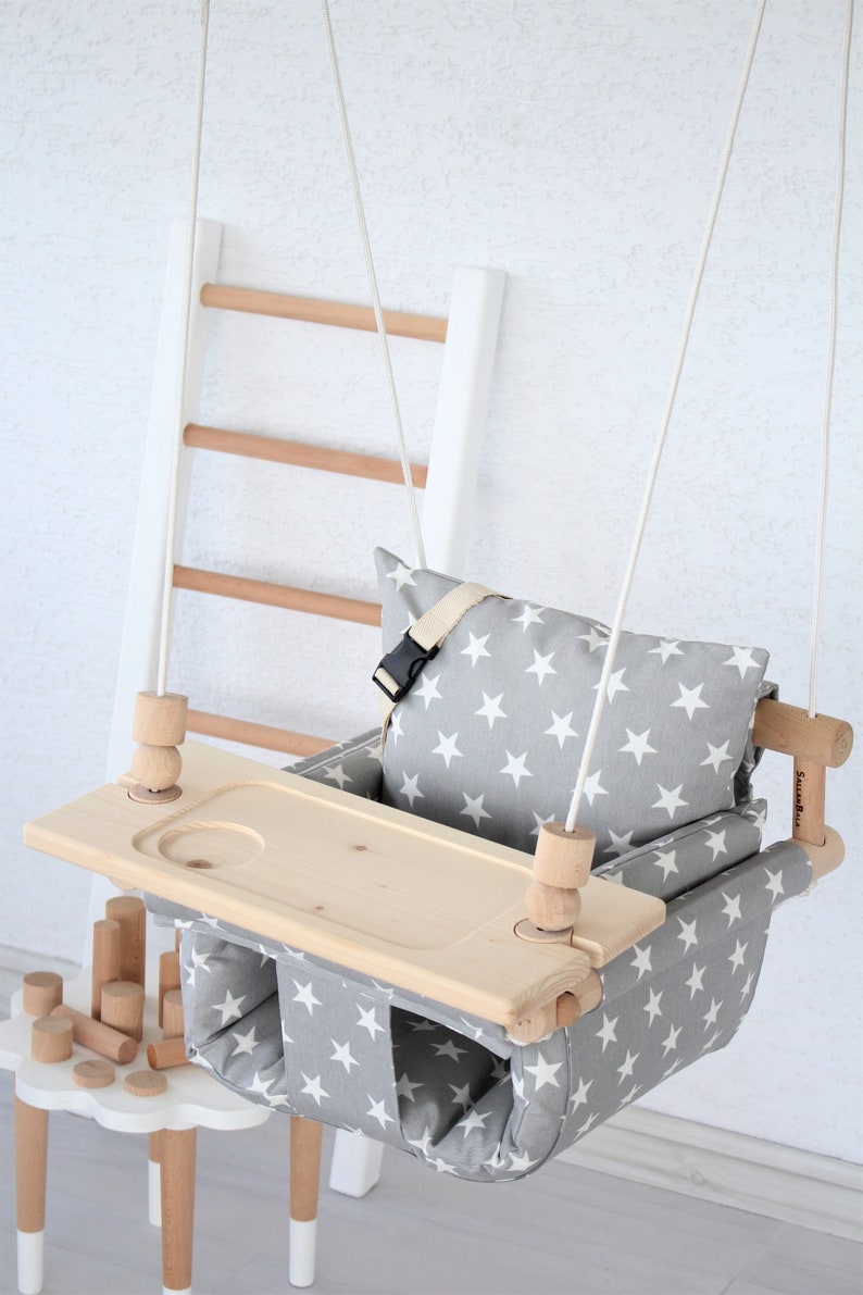 Baby Swing, Fast Shipping, Handmade Swing, İndoor and Outdoor Swing, Wooden Swing, Fabric, Toddler Swing, Highchair Swing, Pillows, Organic image 5