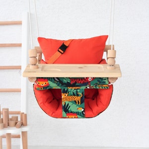 Baby Swing, Fast Shipping, Handmade Swing, İndoor Swing, Wooden Swing, Fabric, Toddler Swing, Highchair Swing, Pillows Boho Nursery Room