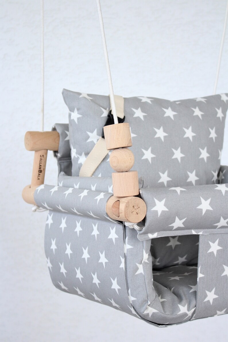 Baby Swing, Fast Shipping, Handmade Swing, İndoor and Outdoor Swing, Wooden Swing, Fabric, Toddler Swing, Highchair Swing, Pillows, Organic image 3