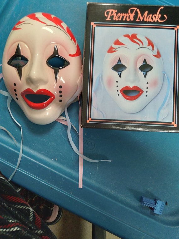 Pierrot Vintage Red Hair Ceramic Theater Mask Dec… - image 1