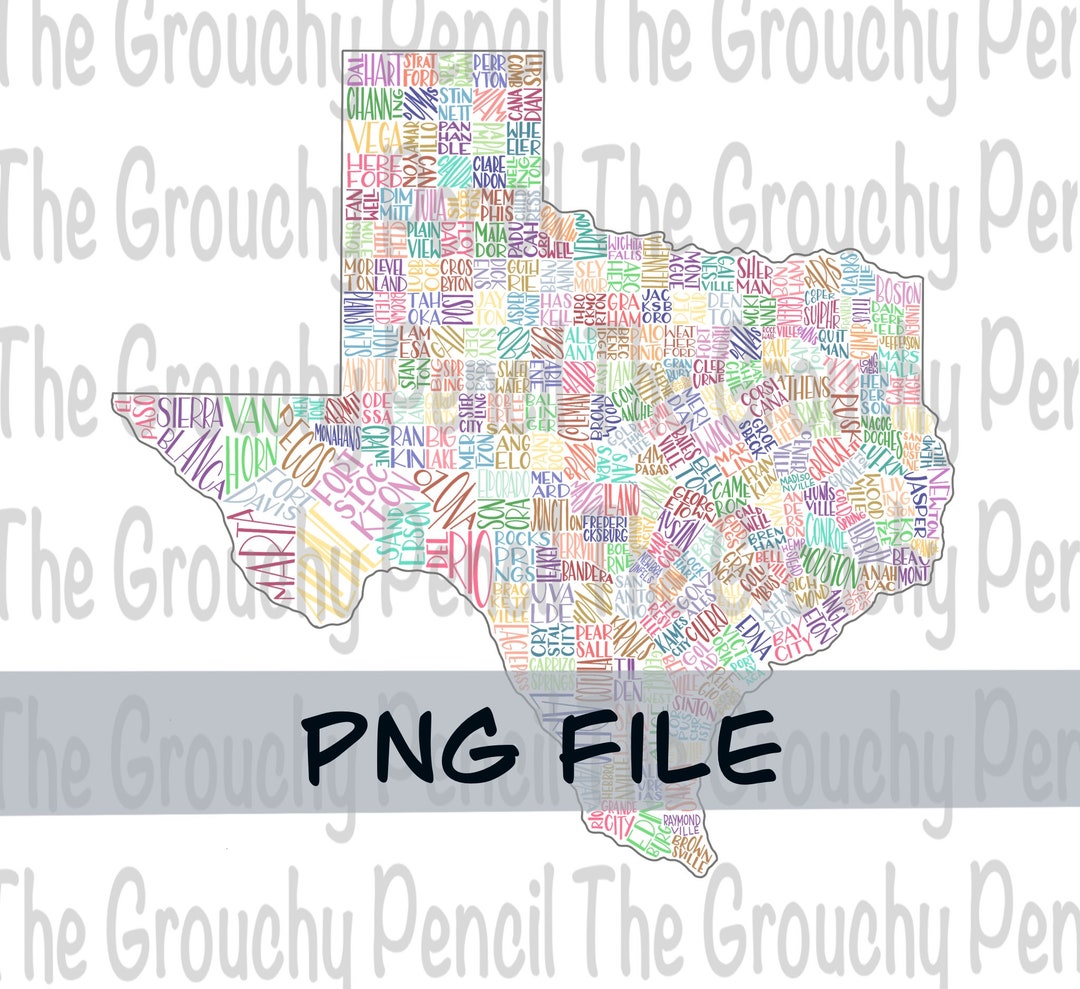 Texas State County Seats PNG File Sublimation Transfer Image - Etsy