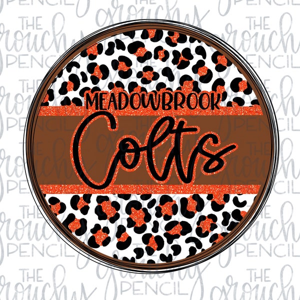 Meadowbrook Colts baseball football softball basketball handlettered PNG file sublimation transfer file, instant digital download,